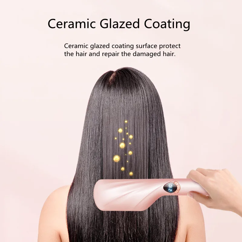 NEW 7,000,000 Negative Ion Fast PTC Heater Anti-scalding Ceramic Coated 3D Tooth Hair Straightener Comb Hair Brush Hot Air Comb