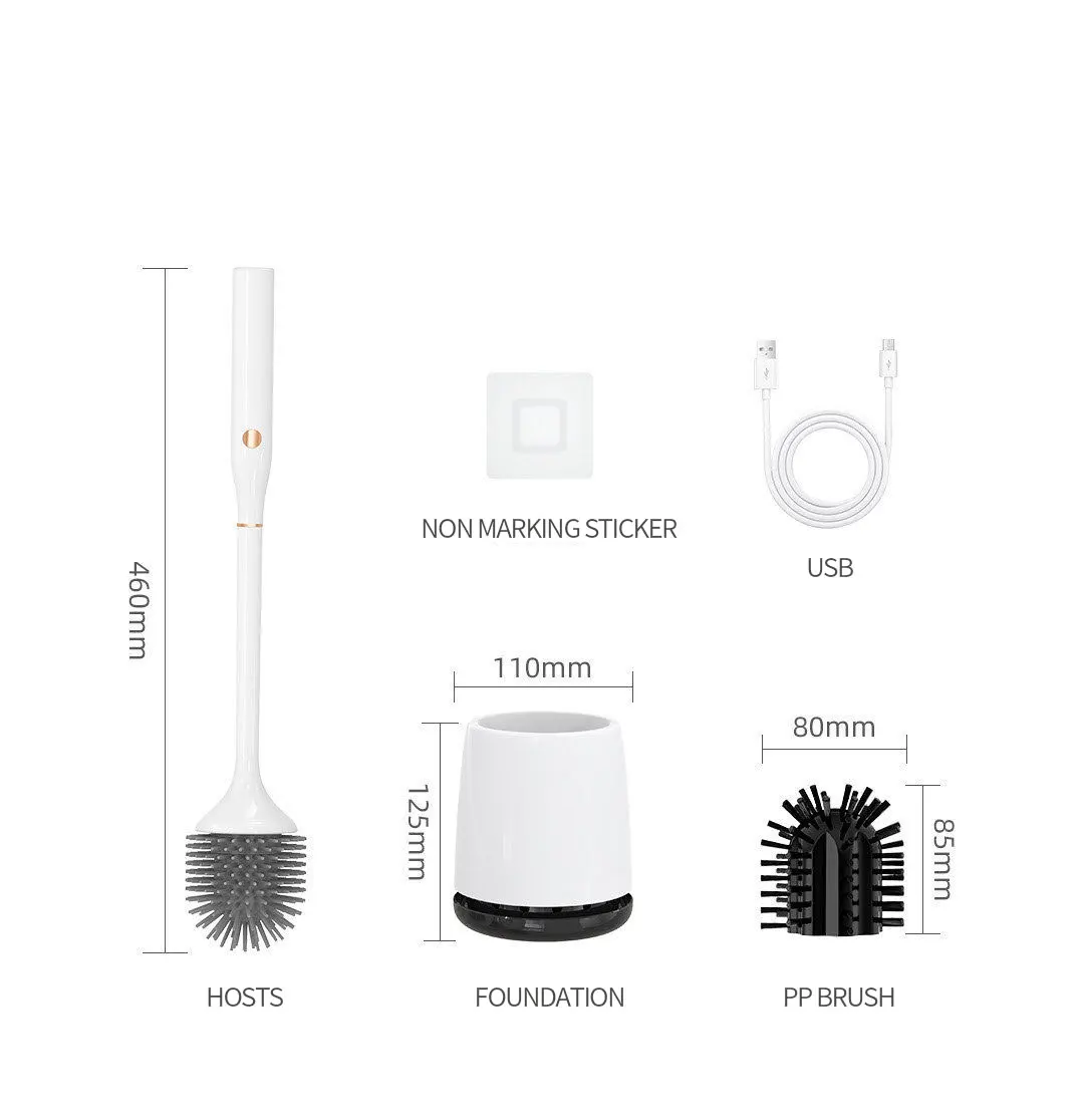 UV Automatic Electric Toilet Brush Silicone Spin Scrubber House Toilet Bowl Brush And Holder Set