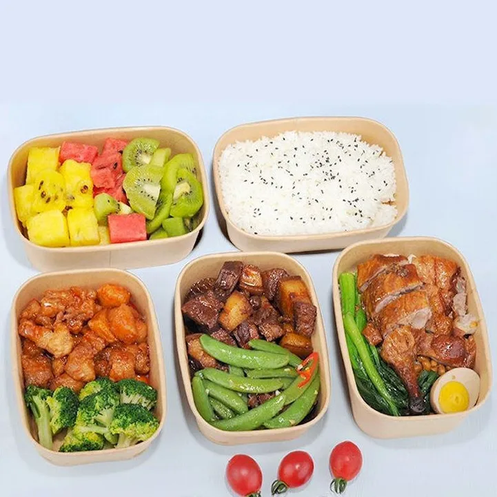 Hot Sales Kraft Paper Box Rectangular Food Packaging Container Custom Logo To go Box Paper Lunch Box For Packiging