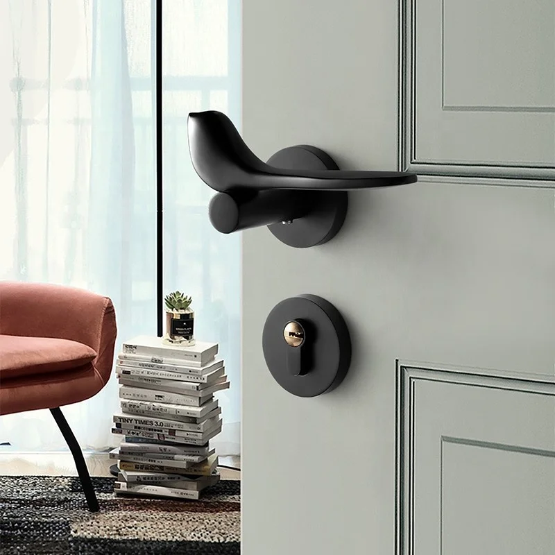 Modern stainless steel zinc alloy design pull handle gold luxury indoor solid wood door split lock