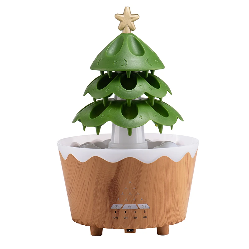 7 Changing Color Christmas Tree Humidifier Waterfall Lamp Raindrop Humidifier 250ML Aromatherapy Diffuser Rain Cloud Humidifier