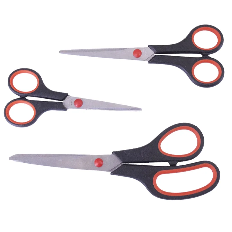 Low MOQ Cheap 3-Pack Heavy Duty Scissors With Ultra Sharp Blades and Comfort Grip Handles All Purpose Office Scissors