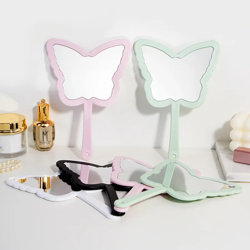 Hot Sales Custom Large Handheld Mirror Butterfly Design with LED Lighting Magnifying Makeup Hand Mirror Personalized Features