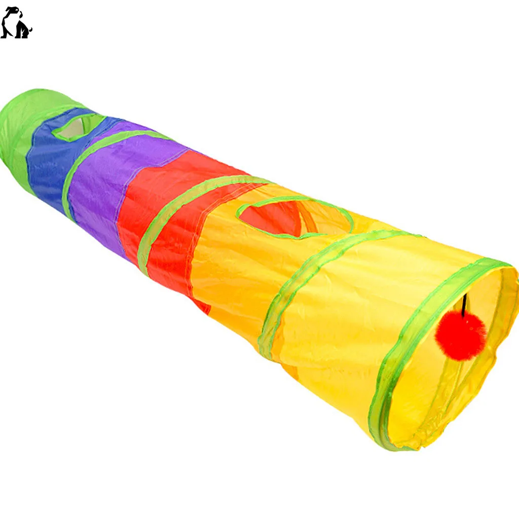 HANDOU Dog cat interactive toys iridescence splice cat tunnel toy collapsible roll floor chinchilla pet bed