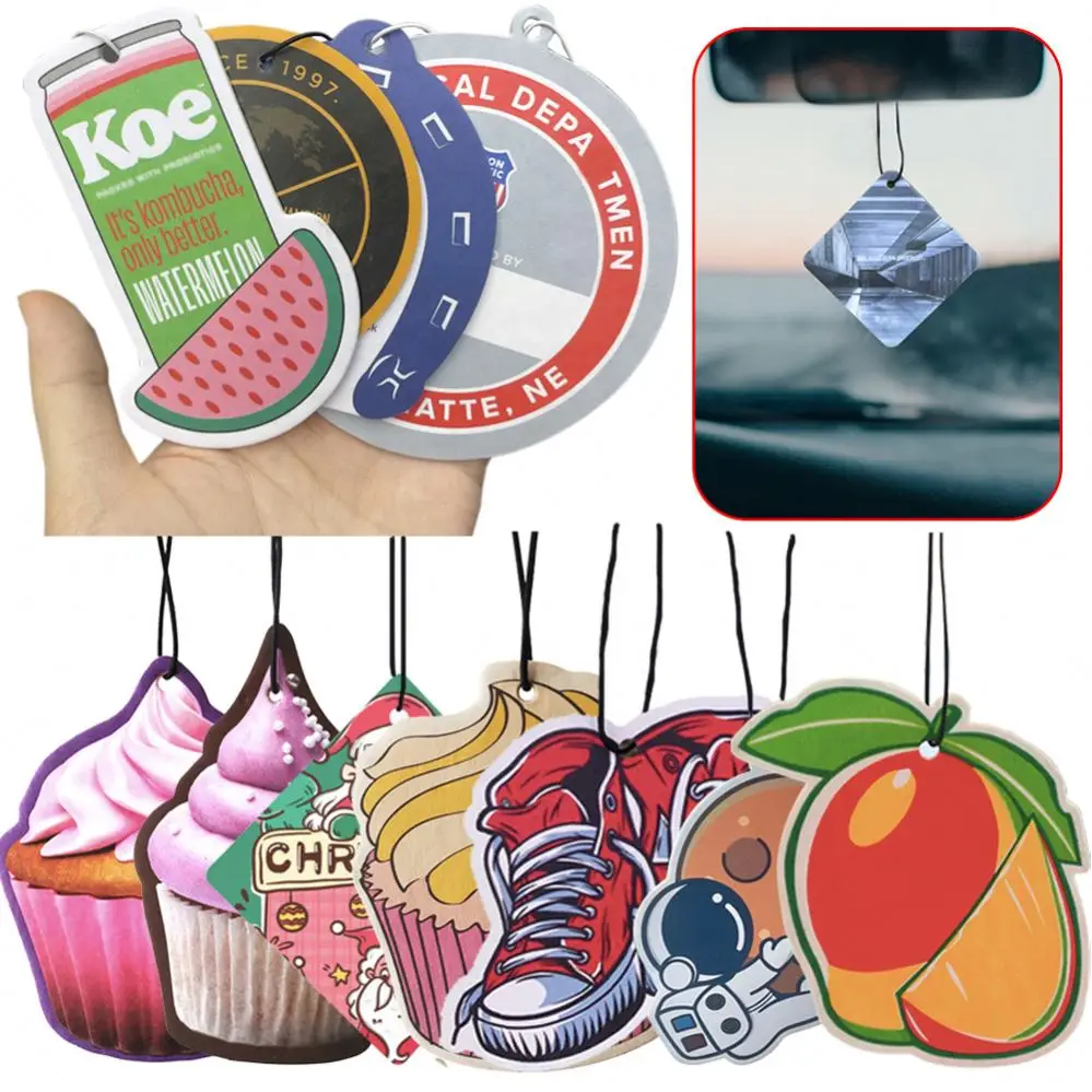 Super strong long lasting scent custom design anime paper car air freshener Different smells custom air freshener car with logo