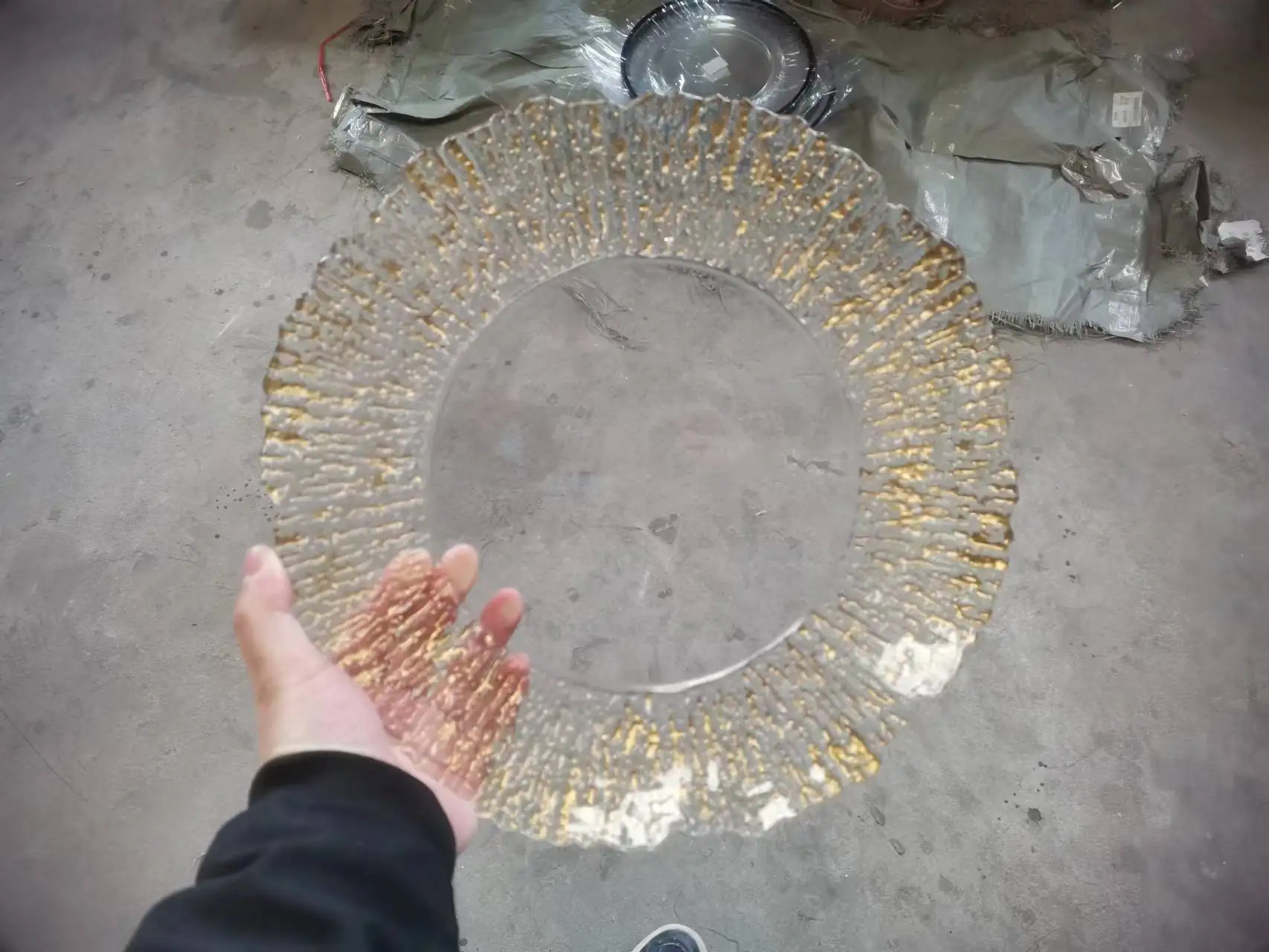 Золотой оправой из прозрачного пластика; Нагревательной плиты Свадебные подставочная тарелка