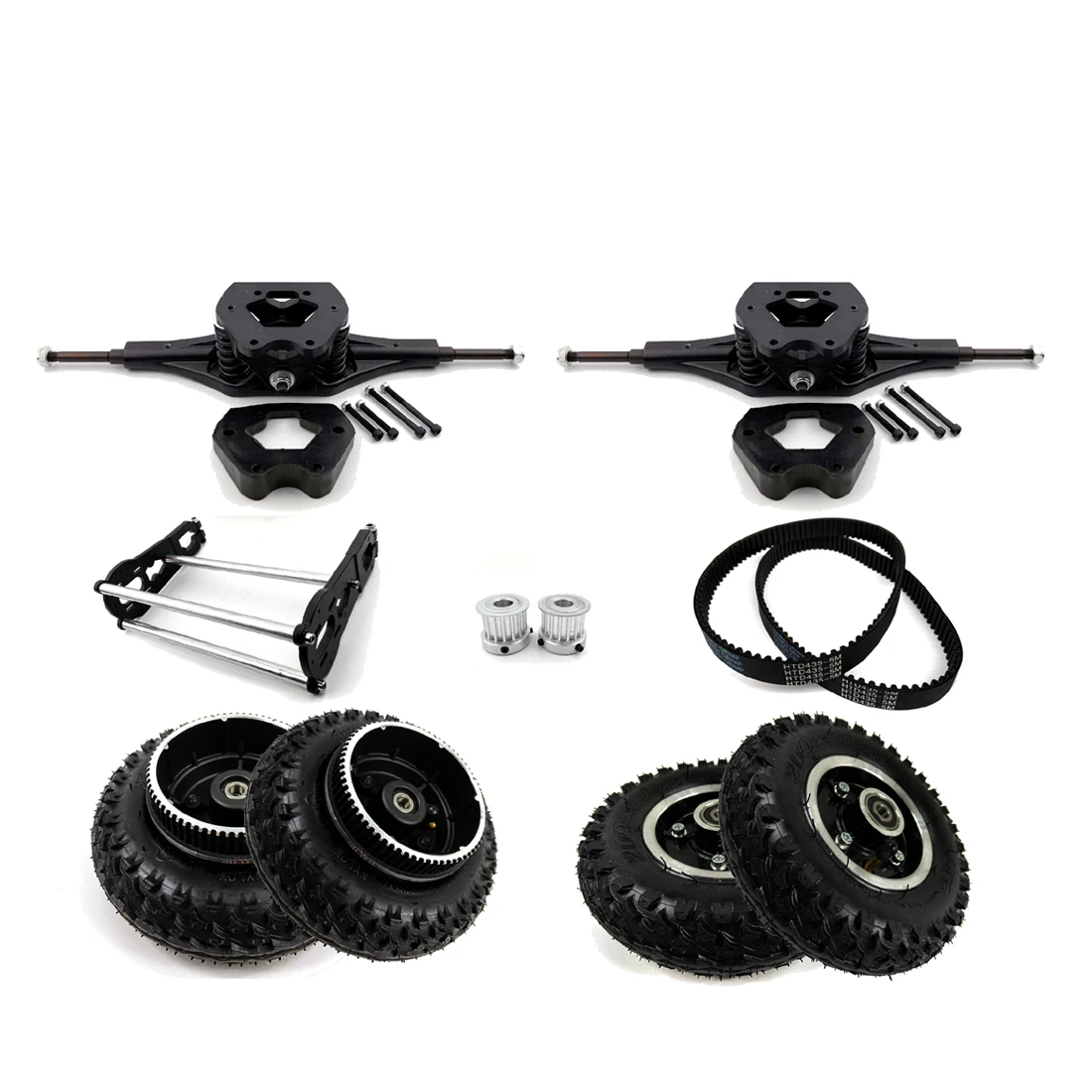 Electric Mountain Skateboard Pulleys 8 Inch Inflated Wheels Motor Mounting Aluminium Plates Components