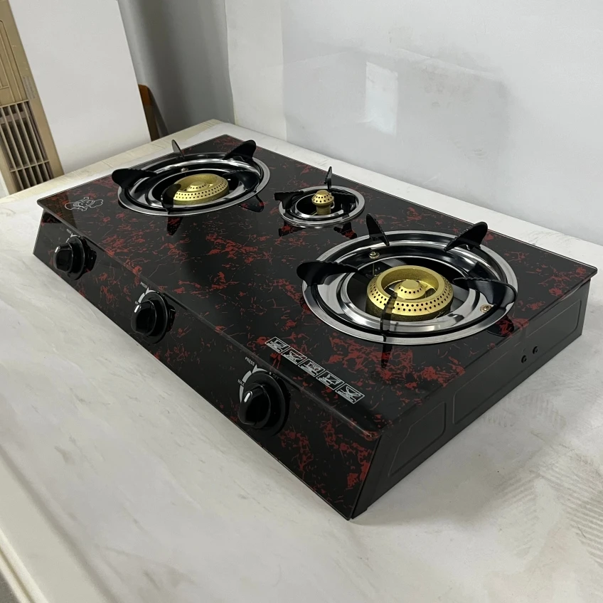 hot sale the industry wholesale reasonable price home stove 3 burner tempered glass cast iron gas cooker