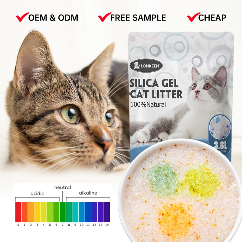 wholesale custom bulk Eco-friendly health care monitoring indicator cat litter PH indicator silica gel cat litter sand