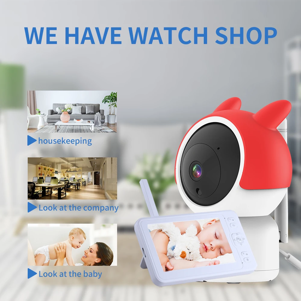  1080P 5 0 дюймовый дисплей беспроводная цифровая радионяня оптовая продажа охранных контроль поворотной камеры с увеличительным объективом плач обнаружения беспроводной доступ в