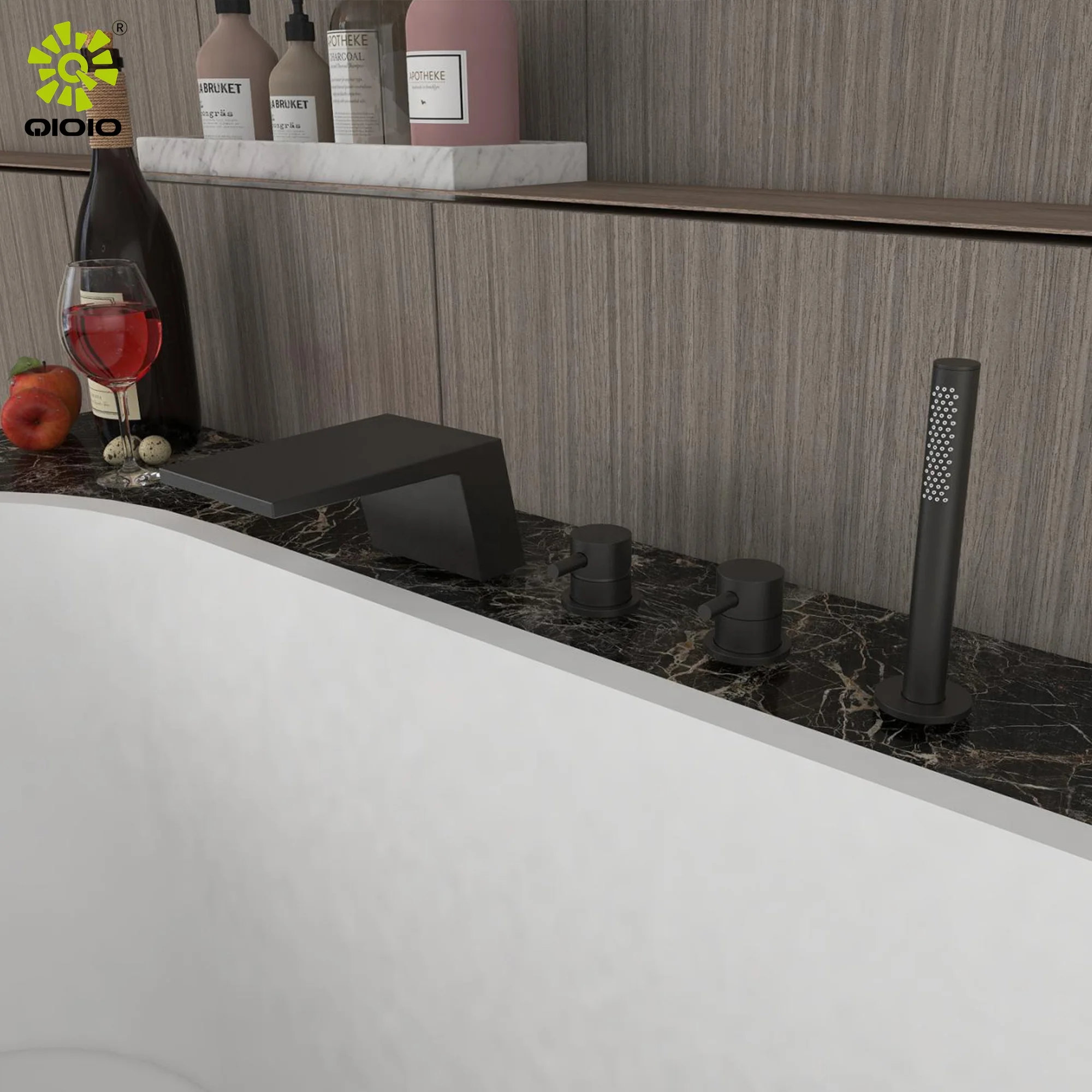 yingchuan Cascade sheet flow waterfall  mixer bathroom bathtub faucet 304 stainless steel bathtub mixer tapware with handshower