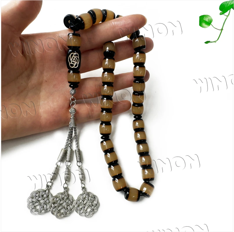 Мусульманские бусины Tasbih 33 Rosay 11*11 5 мм желтая смола Исламская молитва dhikr Misbaha Islamic Religion Eid Ramadan подарок