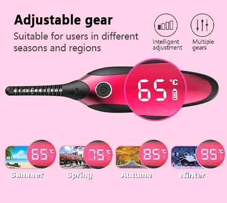 Cheap Free Shipping Eyelash Small Mini Custom Portable Pink Black Electric Hot Heat Heated Eye Eyelash Lash Curler With Comb