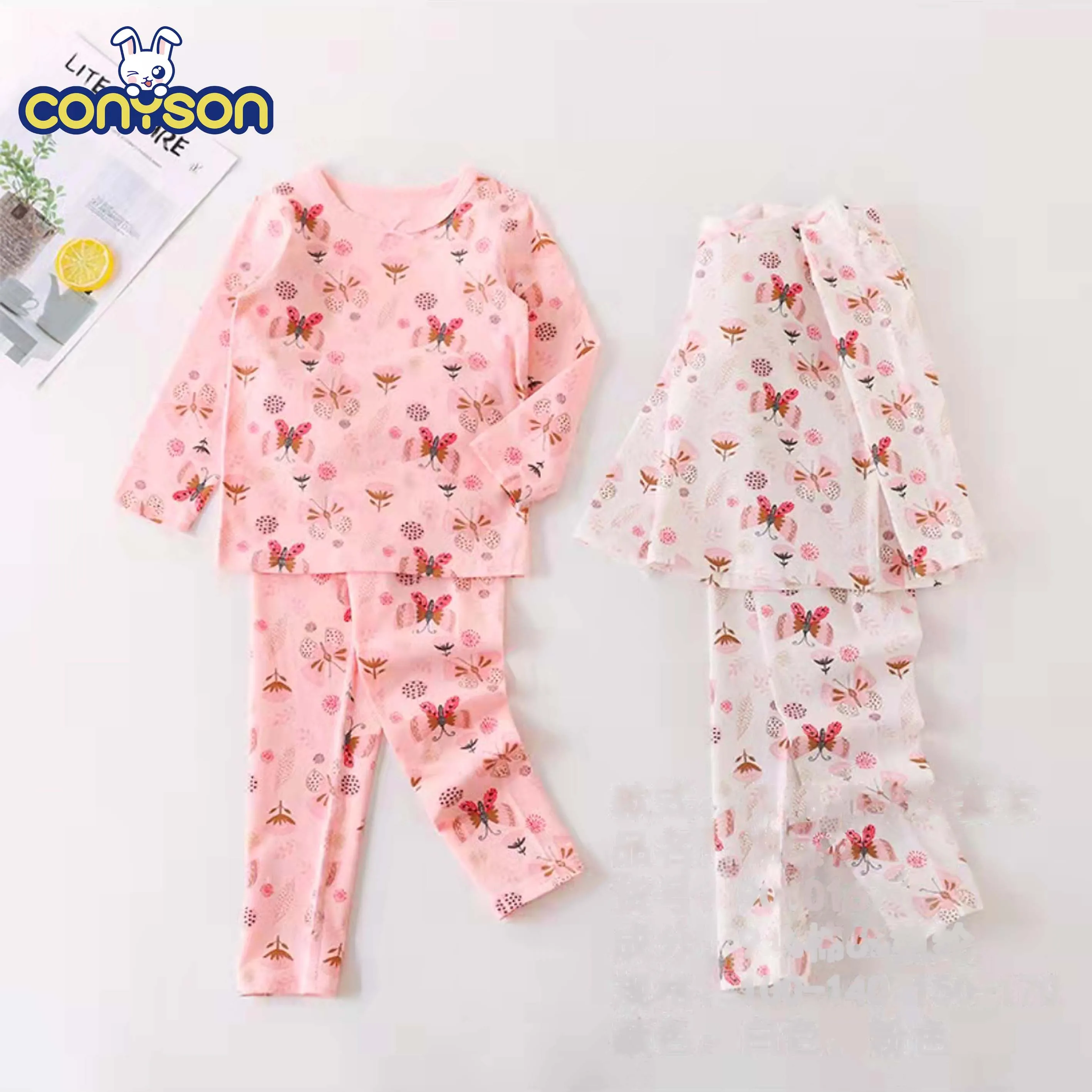 Conyson Hot Sale Casual Long Sleeve Spring Autumn Cartoon Cotton Patterns Knitted Unisex Baby Kids Full Sublimation Pajamas