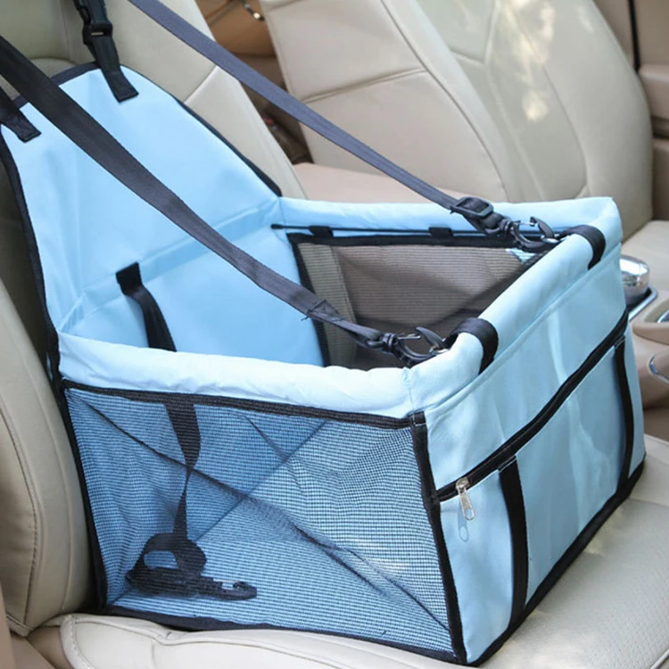 Sky Blue Lightweight Collapsible high-quality sturdy belts wrap Pet Car Seat for Small Dogs and Cats