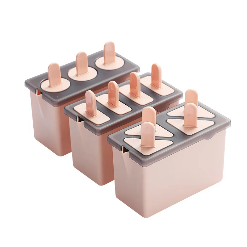Ice Lolly Mould 4 Grids Food Grade PP Homemade Popsicle Mold Tool with Sticks Easy to Remove DIY Ice Complementary Food Box