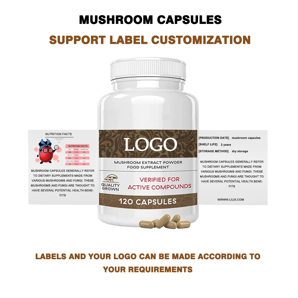 Customized Pure Mushroom monkey head mushroom Capsules hericium erinaceus Capsules Lions Mane Mushroom Capsules