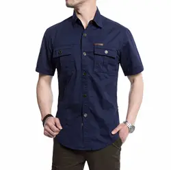 Full cotton cargo shirts for men cowboy short sleeve shirt oversized shirts men