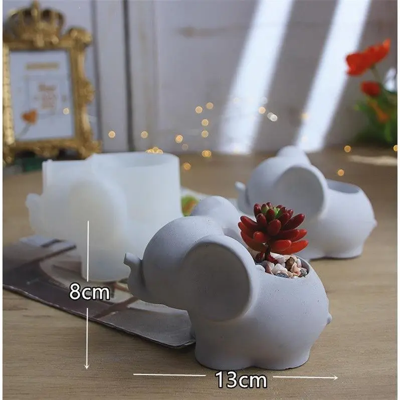 LK260Cement Elephant Flowerpot Silicone Mold Conch Hedgehog Owl Geometric Potted Flowerpot Mold