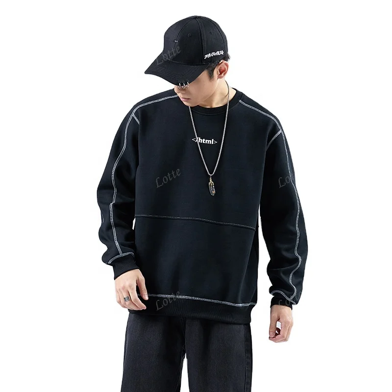 crew neck sweatshirts korean style men long sleeves organic cotton oversized men s plain hoodies pullover sweatshirt