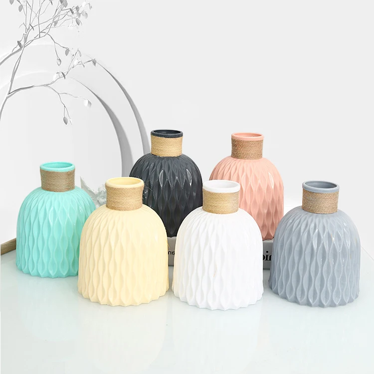 Европейский стиль простой домашний декор сушеный цветок пеньковая веревка креативные белые пластиковые цилиндрические вазы