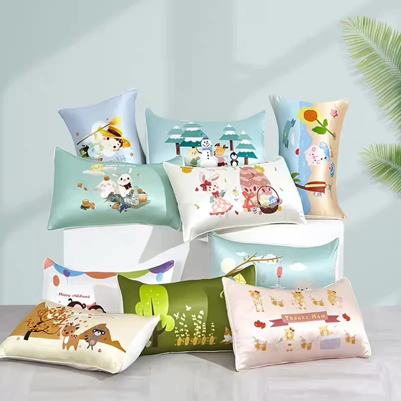 Printed pattern 19MM 100%  Mulberry Silk  and Tencel fabric Pillowcase for children