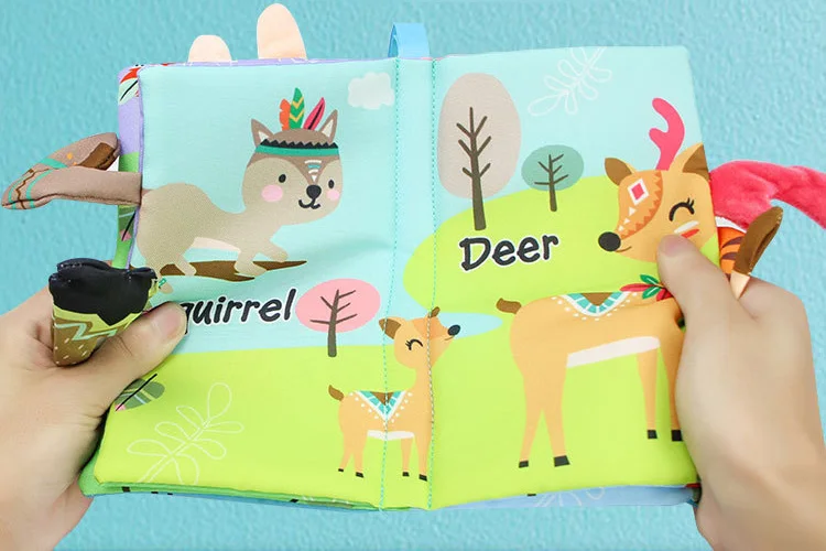 Baby early education toy aipinqi Soft Fabric animal tails cloth book