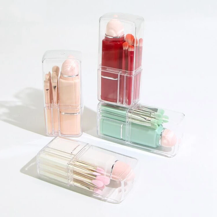 Short Handle Round Mushroom Head Nail Dust Face Foundation Blush Kabuki Powder Makeup Brush With Pu Zip Box Packing