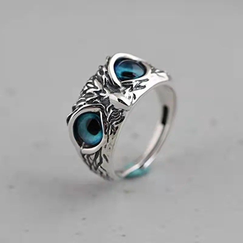 Owl Silver Plated Ring Vintage Ring Personality Design Cold Trender Gift Ring