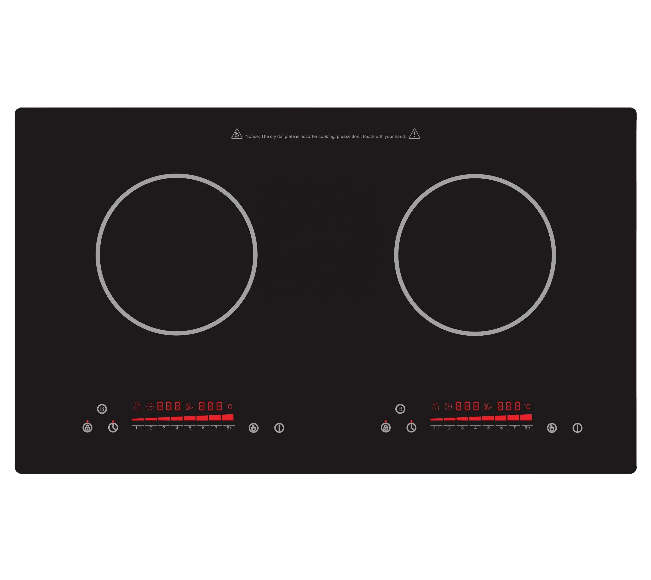 Crystal Induction Hob 2 Burners Heating Induction Stove Household kitchen cooktop bulit-in Induction Cooker