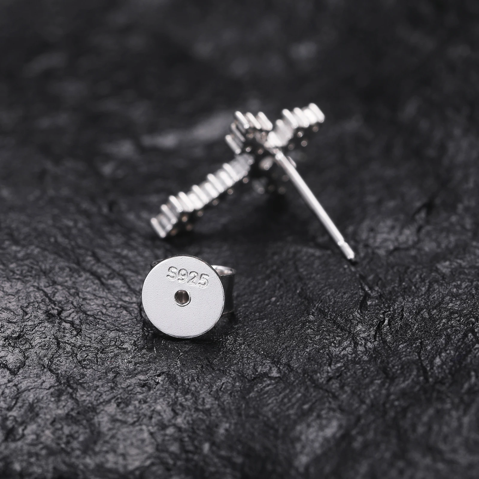 Religious Jewelry Christian Push Back 925 Sterling Silver VVS Moissanite Diamond Iced Out Tapered Cross Stud Earrings For Men