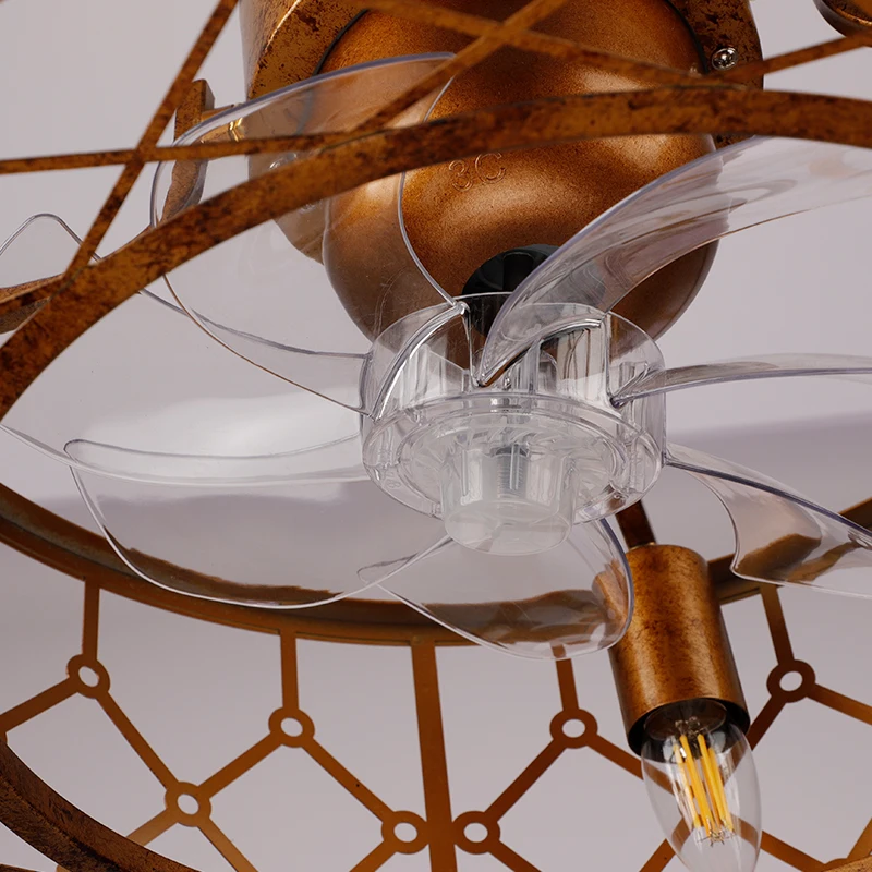 SLYNN Ceiling Fans with Lights Gold Bladeless Ceiling Fan with Remote Control 6 Speeds Reversible Motor Ceiling Fan Light