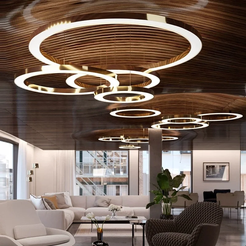 Mean Well DALI Dimmable LED Chandelier Modern Circle Pendant Lamp for Home Office Hotel Store Popular Lighting Design