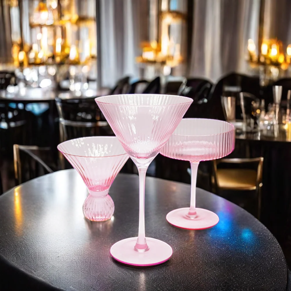 Цветной выдувной хрустальный бокал для мартини со стержнем элегантный коктейльный шампанского купе стекло