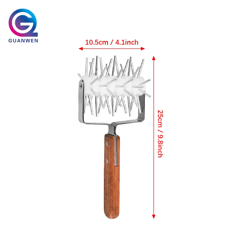 Pizza Dough Docker Roller Pins Pastry Dough Tool Stainless Steel Handle Roller Pin Puncher for Cake Pie Baking Cooking Tool