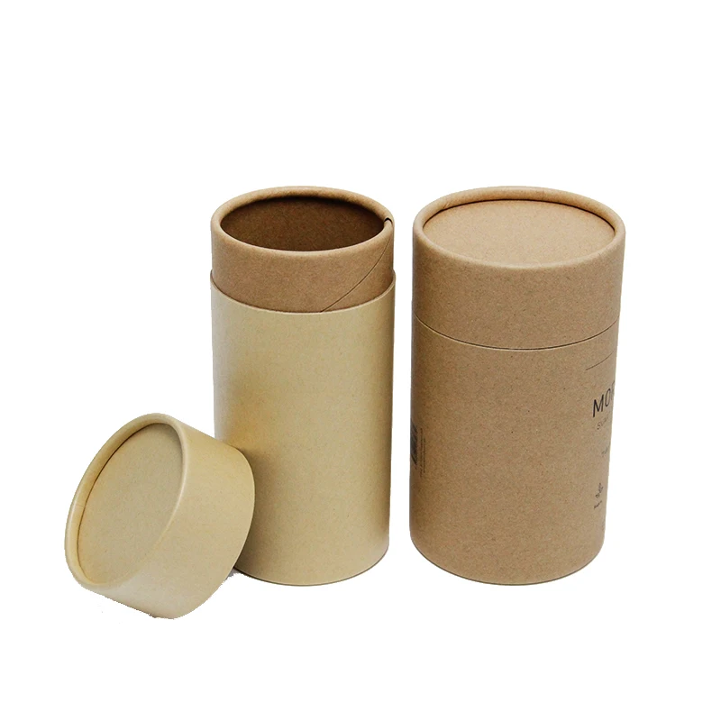 custom eco friendly recycled paper core round cylinder food grade tea coffee push up cardboard kraft paper tubes packaging