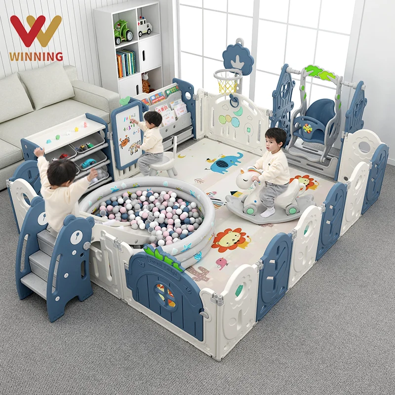 Winning Plastic Baby Play Pen Big Size Indoor Foldable Adult Baby Playpen Plastic Care Fence Indoor Large Size Baby Play Area