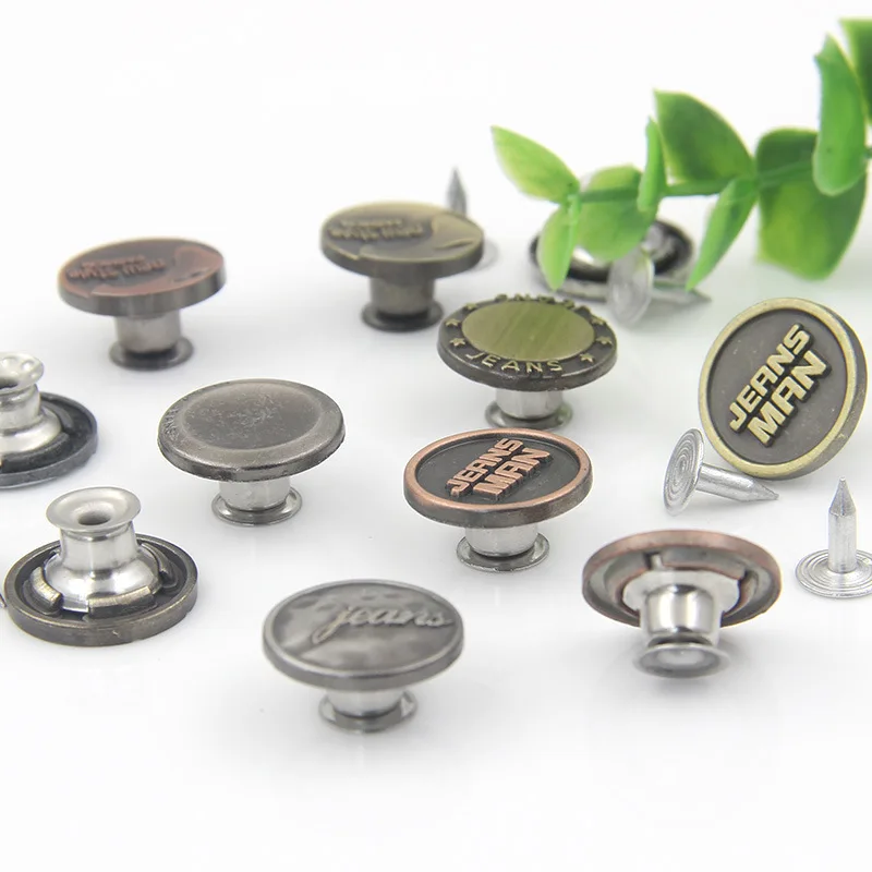 Пользовательский фирменный логотип, цинковый сплав, 17 мм, джинсовые пуговицы для джинсовой одежды