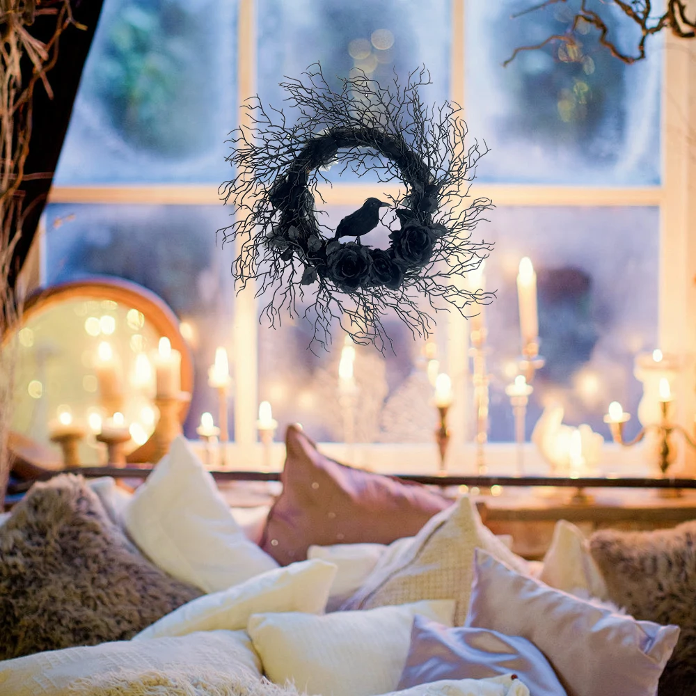 2024 Hot Selling Products Halloween Wreath Decoration Raven House Party Hanging Wreath For Halloween Party Decorations