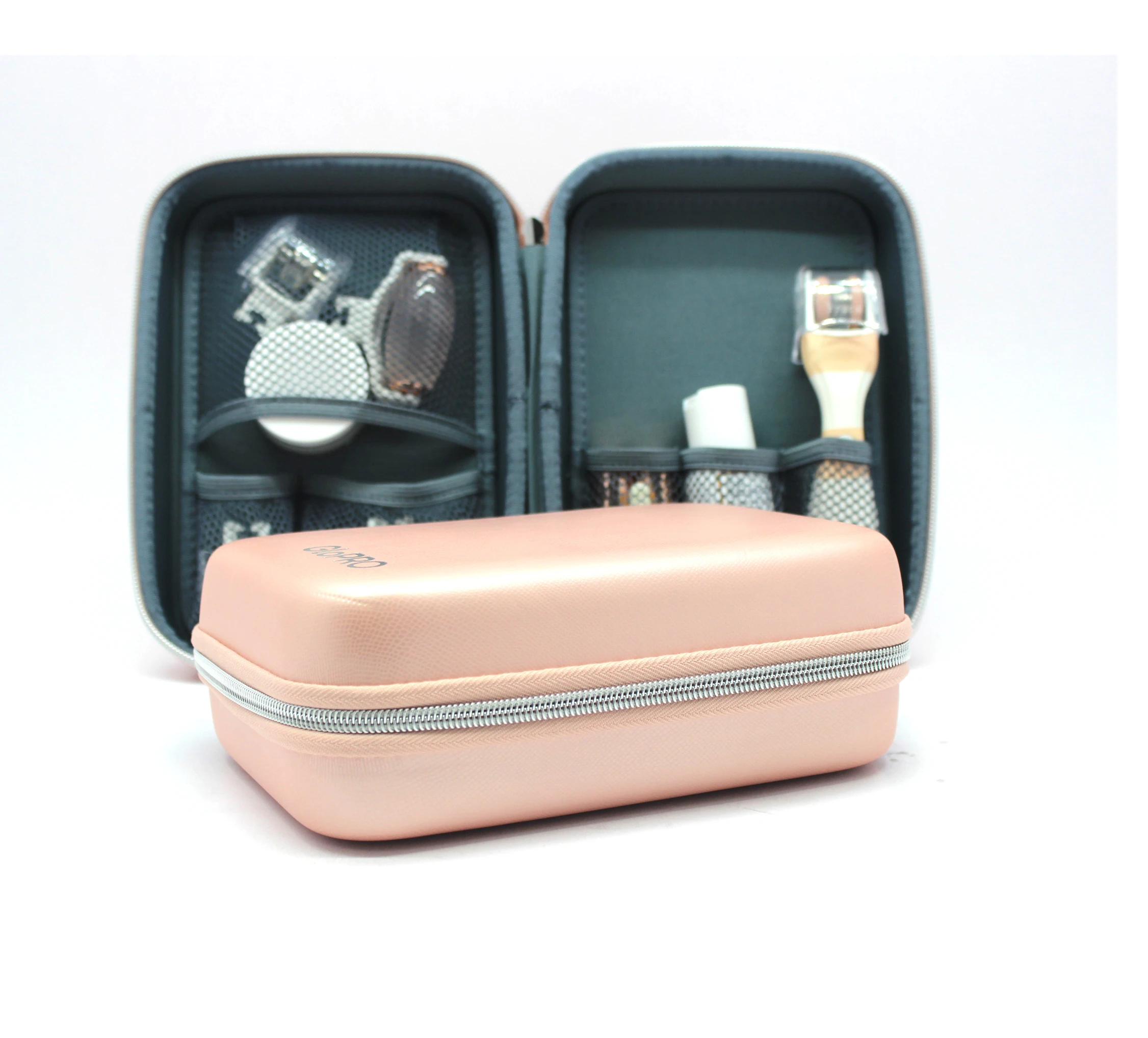 Custom Logo Design Women Travel Makeup Case Cosmetic Cases Mini Rose Gold Makeup Organizer