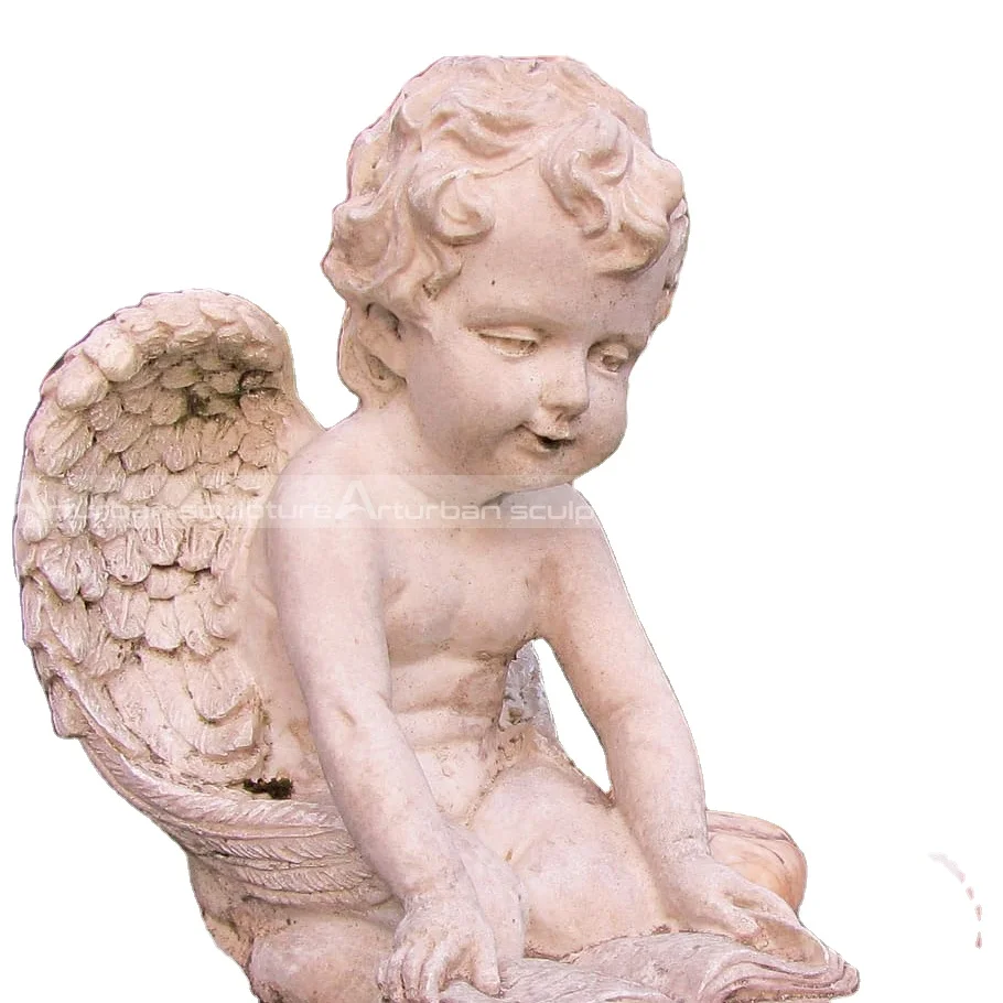 Angel Statue Outdoor Life size Natural White Stone Marble Small Marble Angel Statues