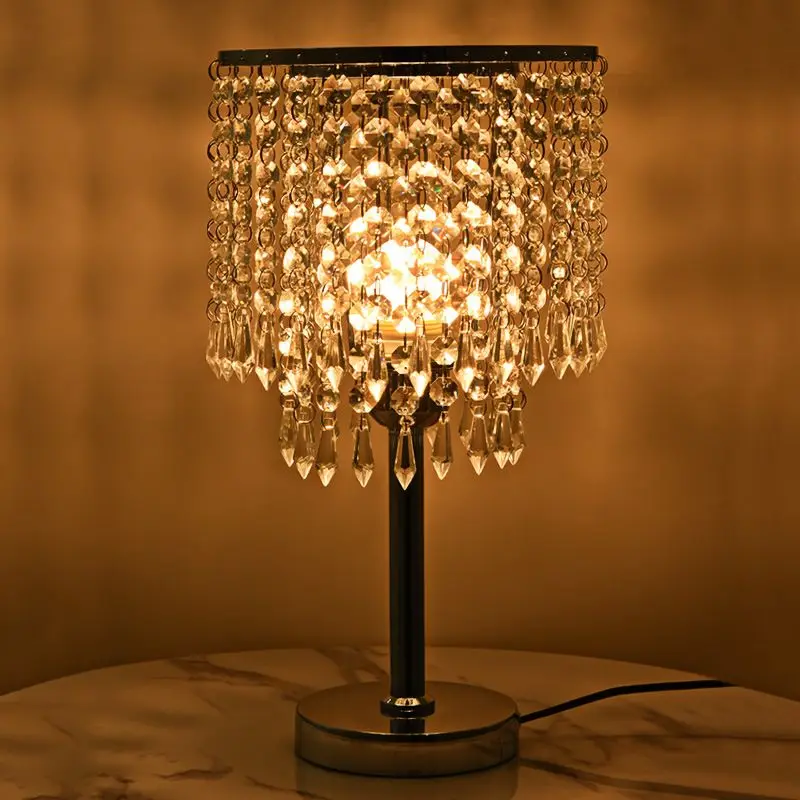 Crystal Table Lamp Bedroom Bedside Lamp Simple Modern Light Luxury American Creative Warm Romantic Night Lamps