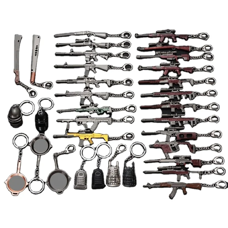 Wholesale 3D shape PU BG Game zinc alloy metal 98k AWM gun keychain weapon keychain