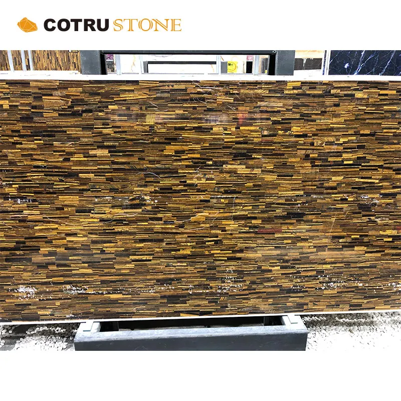 Luxury Onyx Marble Tabletop Brazilian Gemstone Tiger Eye Natural Onyx Plate yellowish brown luxury indoor stone slab