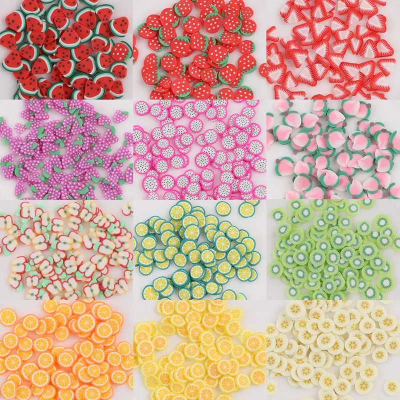 Wholesale Colorful 12 styles mixed polymer fruit slice DIY 3D nail art decoration fruit slices for nails