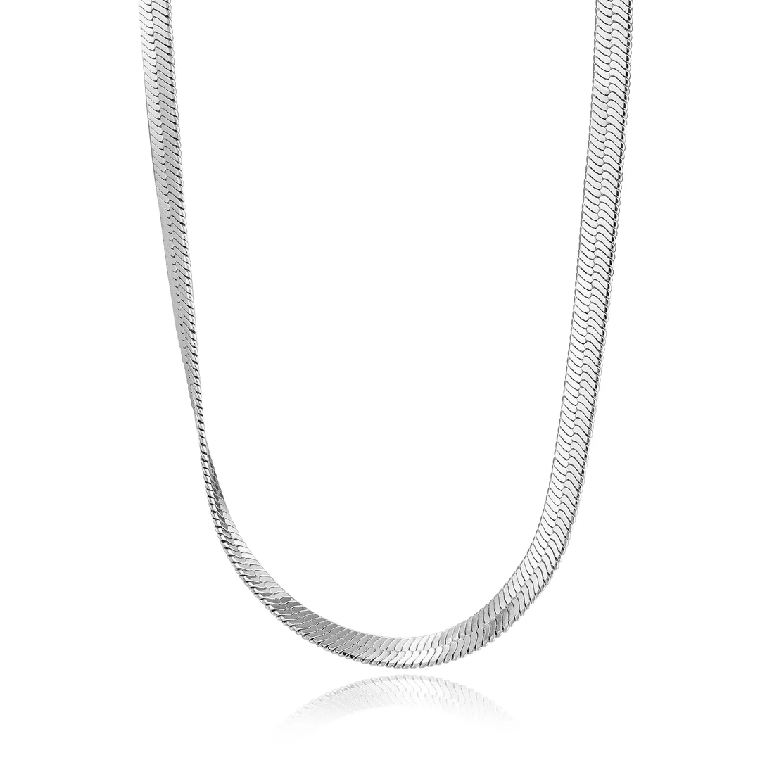 Copper alloy necklace plain snake bone chain light luxury niche simple personality ins style necklace basic style fine jewelry