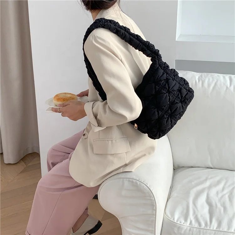 New products for autumn Creative design diamond shoulder bag for women fashion Soft shoulder small bag Cotton-padded sling bag