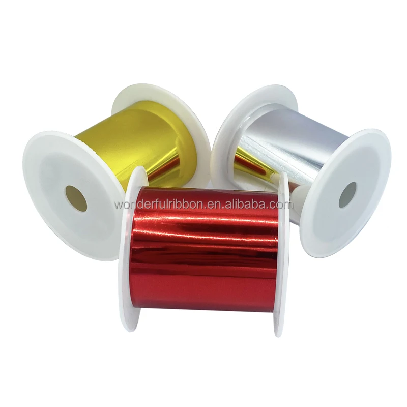 Wholesale Wonderful Soft and Opaque PET Metallic Foil Packaging Film Ribbon for Festivals Foil Pet Decoration Wrap Roll