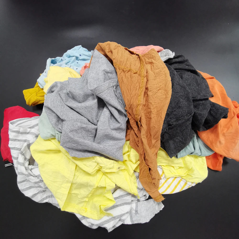 Used clothes rags 20 kgs package bales cheap dark color mixed t shirt wiping cotton rags