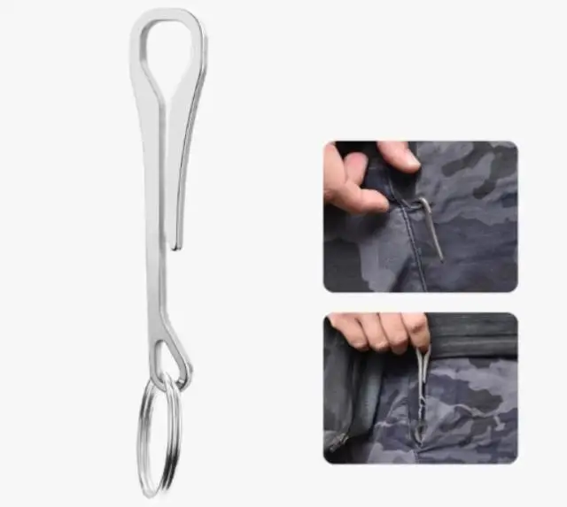 Big Size EDC Tactical Keychain Hanging Buckle Outdoor with Free Key Ring Stainless Steel Portable Trouser Pocket Clip